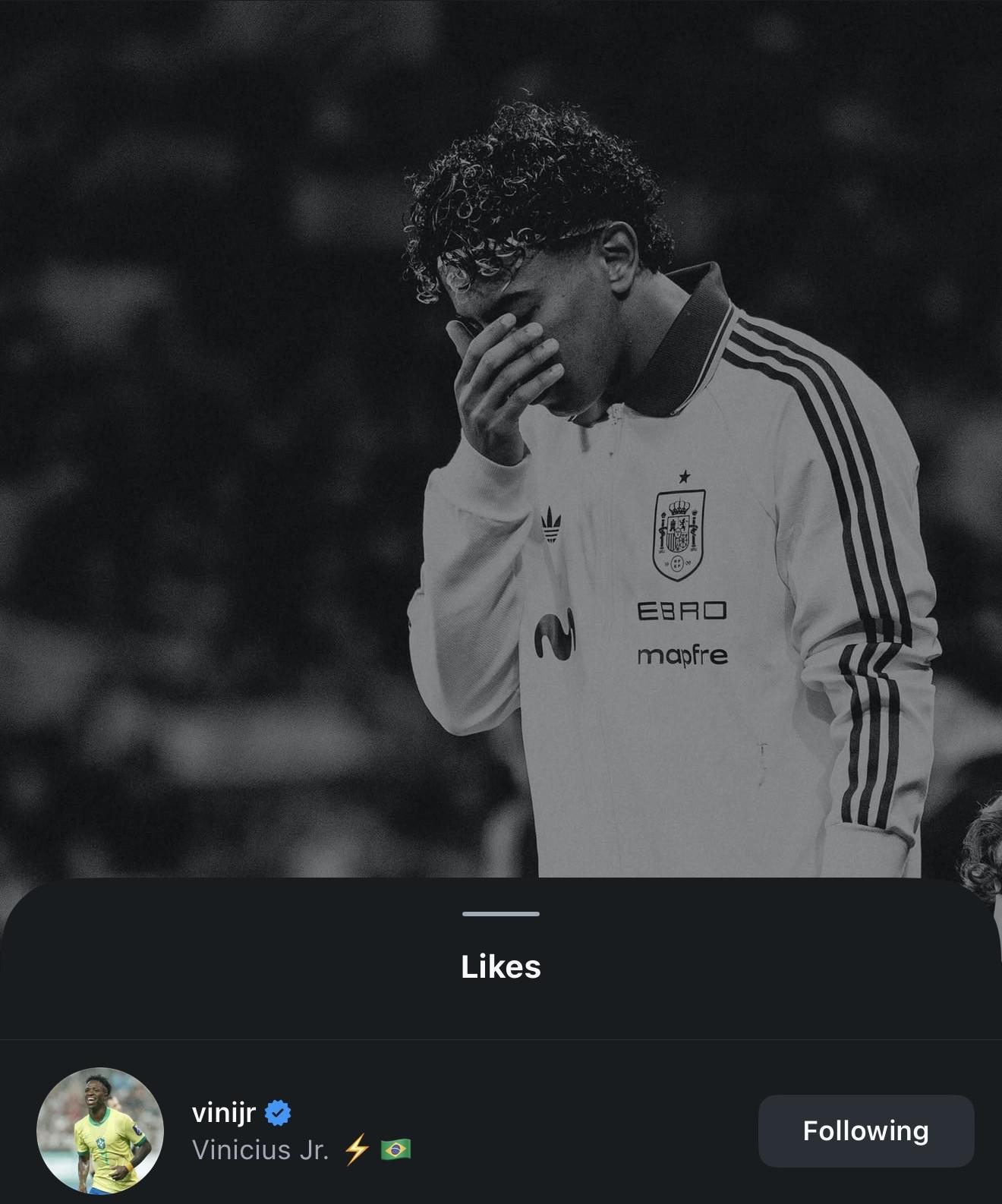 开云体育官网-反对歧视，维尼修斯点赞亚马尔谴责种族歧视的动态